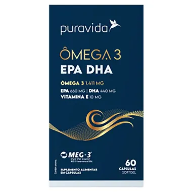 Ômega 3 Puravida Epa Dha com 60 Cápsulas