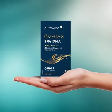 Puravida &Ocirc;mega 3 EPA DHA Suplemento Alimentar 60 C&aacute;psulas