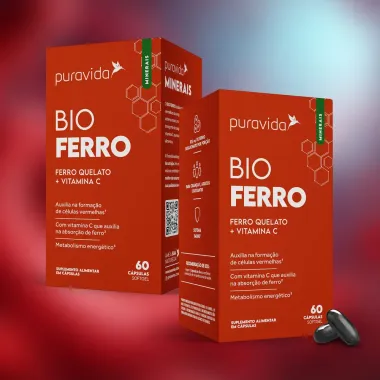 Bio Ferro Puravida Ferro Quelato + Vitamina C Com 60 Capsulas Softgel