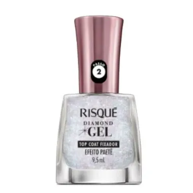 Esmalte Risqué Diamond Gel Top Coat Fixador Efeito Paetê 9,5ml