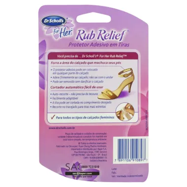 Protetor Adesivo em Tiras Dr. Scholls For Her Rub Relief 1,9 x 76cm com 1 Unidade