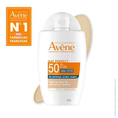 Protetor Solar Tri-Defense Ultra Fluido Avene N50 Mat Perfect Tom 1.5 Claro Medio 40G