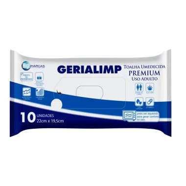 Toalha Umedecida Geriátrica Gerialimp Premium 10 Unidades