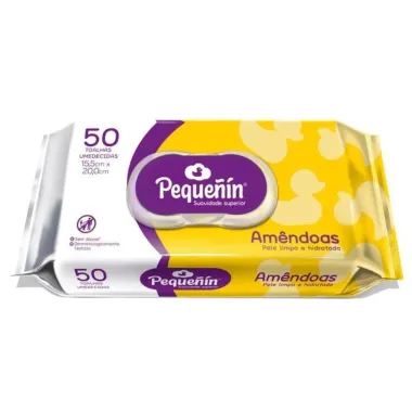 Toalha Umedecida Pequeñín Amêndoas com 50 Toalhas