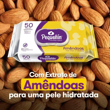 Lenços Umedecidos Pequeñín Amêndoas 50 Unidades