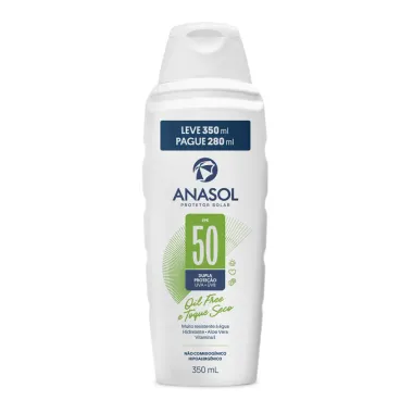 Protetor Solar Anasol FPS 50 Oil Free e Toque Seco Leve 350ml e Pague 280ml