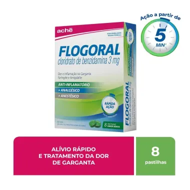 Flogoral Pastilha Sabor Menta 8 unidades