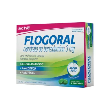 Flogoral Pastilha Sabor Menta 8 unidades