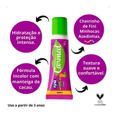 Hidratante Labial Carmed Fini Minhocas Azedinhas Incolor 10g