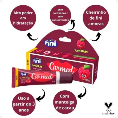 Hidratante Labial Carmed Fini Amoras Amora Intensa com Cor 10g