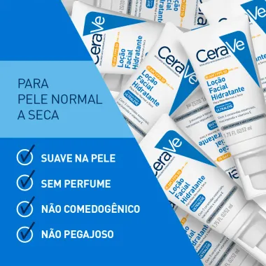 CeraVe Lo&ccedil;&atilde;o Facial Hidratante AM FPS 50 Ultraleve Pele Normal a Seca 52ml