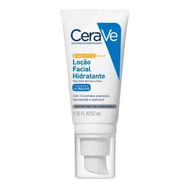 CeraVe Lo&ccedil;&atilde;o Facial Hidratante AM FPS 50 Ultraleve Pele Normal a Seca Sem Perfume 52ml