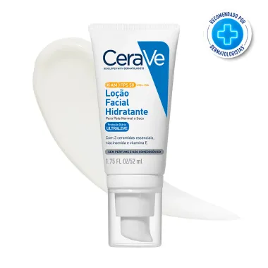 CeraVe Lo&ccedil;&atilde;o Facial Hidratante AM FPS 50 Ultraleve Pele Normal a Seca 52ml