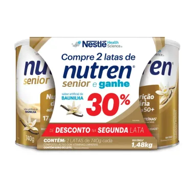 Nutren Senior Baunilha Complemento Alimentar 2 Latas 740g cada e Ganhe 30% de Desconto na 2&ordm; Lata
