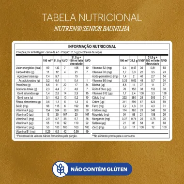 Nutren Senior Baunilha Complemento Alimentar 2 Latas 740g cada e Ganhe 30% de Desconto na 2&ordm; Lata