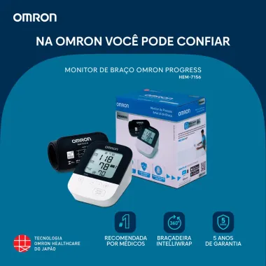 Monitor de Press&atilde;o Arterial Omron Progress Autom&aacute;tico Bra&ccedil;o HEM-7156T com 1 Unidade
