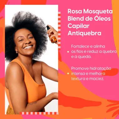 Óleo Capilar Rosa Mosqueta Blend de Óleos Negra Rosa Antiqueda 100ml