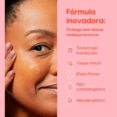 Protetor Solar Facial Negra Rosa Translúcido FPS 50 Oil Free 40g