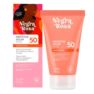 Protetor Solar Facial Negra Rosa Translúcido FPS 50 Oil Free 40g