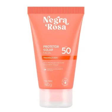Protetor Solar Facial Negra Rosa Translúcido FPS 50 Oil Free 40g