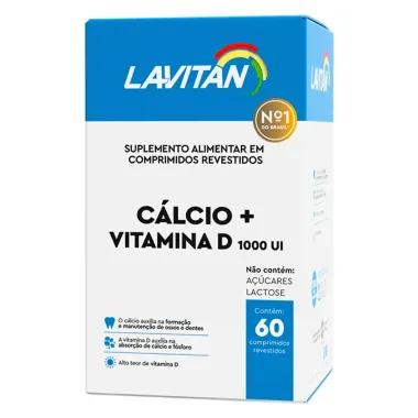 Cálcio + Vitamina D 1000UI Lavitan com 60 Comprimidos Revestidos