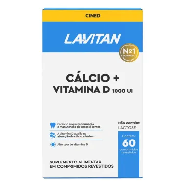 Cálcio + Vitamina D 1000UI Lavitan com 60 Comprimidos Revestidos