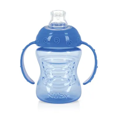 Copo Nuby com Alça e Super Bico de Silicone cor Azul 240ml