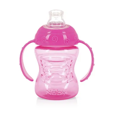 Copo Nuby com Alça e Super Bico de Silicone cor Rosa 240ml