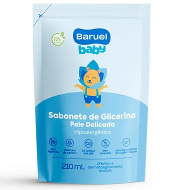 Sabonete de Glicerina Infantil Liquido Baruel Baby Pele Delicada Refil 210ml