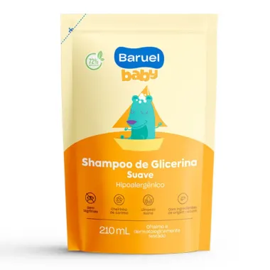 Shampoo de Glicerina Infantil Baruel Baby Suave Refil 210ml