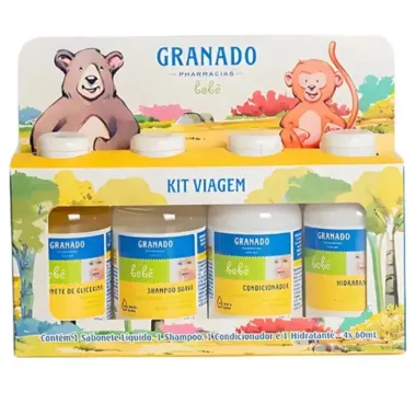 Kit Granado Bebe Sabonete de Glicerina Shampoo Suave Condicionador e Hidratante com 60ml cada