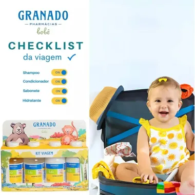 Kit Granado Bebe Sabonete de Glicerina Shampoo Suave Condicionador e Hidratante com 60ml cada