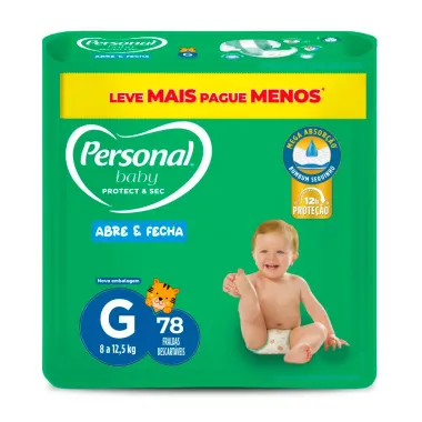 Fralda Infantil Personal Baby Protect & Sec Tamanho G Com 78 Tiras