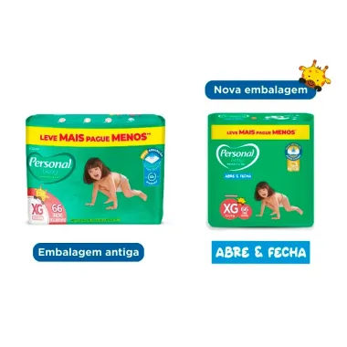 Fralda Infantil Personal Baby Protect & Sec Tamanho XG com 66 Tiras