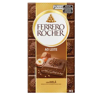 Chocolate Barra Ferrero Rocher Chocolate ao Leite com Recheio de Avela 90g