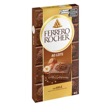 Chocolate Barra Ferrero Rocher Chocolate ao Leite com Recheio de Avela 90g