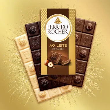 Chocolate Ferrero Rocher Tablete Chocolate Ao Leite com Avel&atilde; 90g