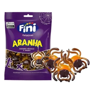 Bala de Gelatina Fini Aranha Sabores P&ecirc;ssego e Amora 80g