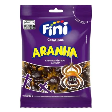 Bala de Gelatina Fini Aranha Sabores P&ecirc;ssego e Amora 80g