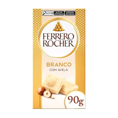 Chocolate Branco Ferrero Rocher Tablete com Avel&atilde; 90g