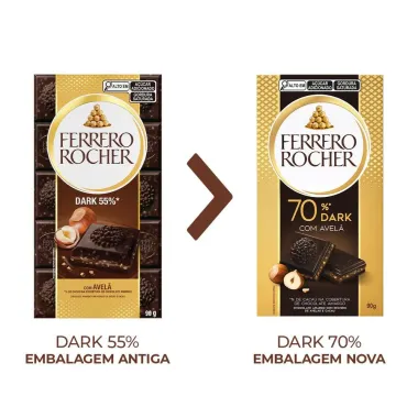 Chocolate Ferrero Rocher Tablete Dark 55% com Avelã 90g