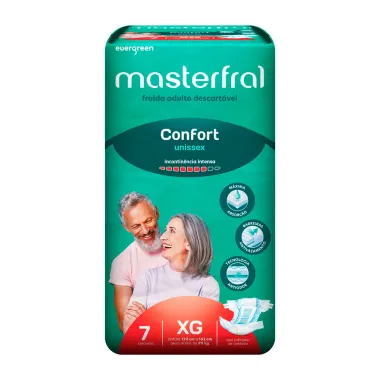 Fralda Geriátrico Masterfral Confort Unissex Tamanho XG com 7 Unidades