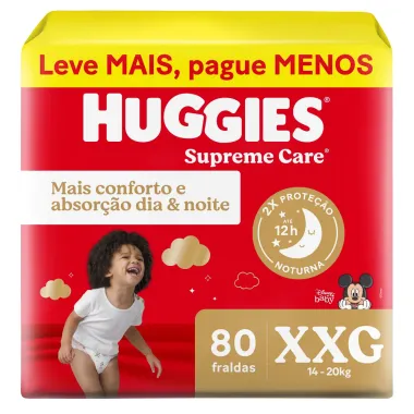 Fralda Huggies Supreme Care Tamanho XXG 80 Unidades Descartáveis