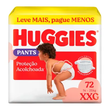 Fralda Huggies Supreme Care Pants Roupinha Proteção Acolchoada Tamanho XXG 72 Unidades Descartáveis