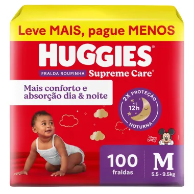 Fralda Roupinha Huggies Supreme Care Tamanho M 100 Unidades Descartáveis