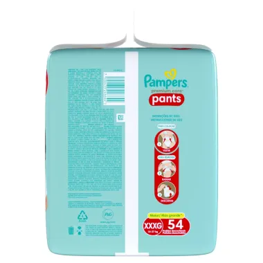 Fralda Infantil Pampers Premium Care Pants Tamanho XXXG com 54 Fraldas