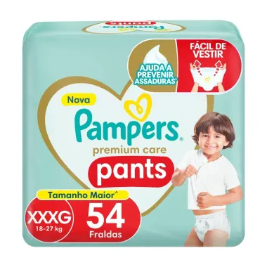 Fralda Infantil Pampers Premium Care Pants Tamanho XXXG com 54 Fraldas