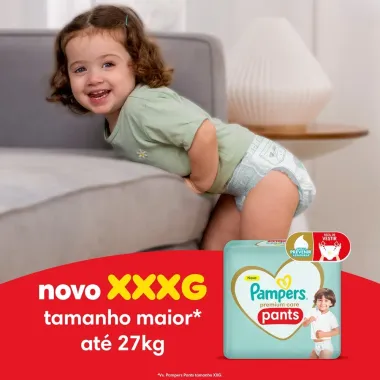 Fralda Infantil Pampers Premium Care Pants Tamanho XXXG com 54 Fraldas