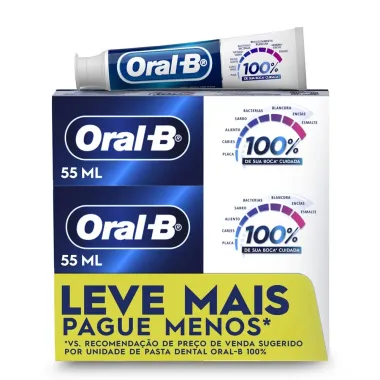 Creme Dental Oral-B 100% com Fl&uacute;or com 3 Unidades de 70g cada