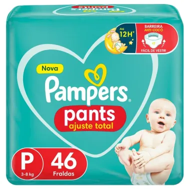 Fralda Infantil Pampers Pants Ajuste Total Tamanho P com 46 Unidades
